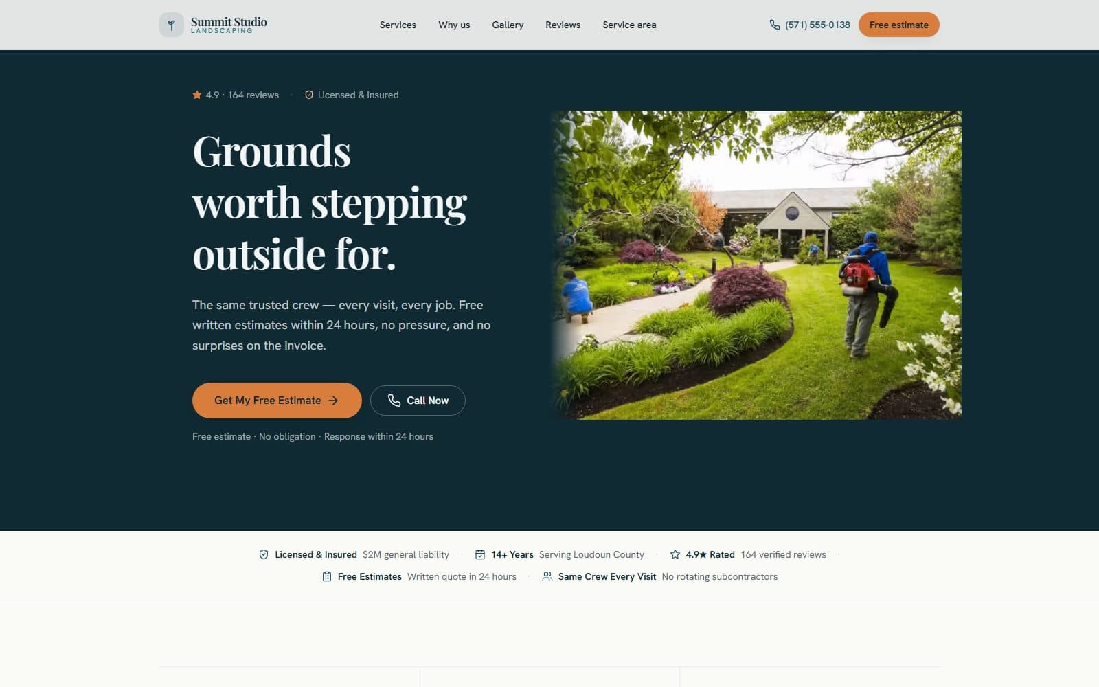 Summit Studio Landscaping homepage screenshot